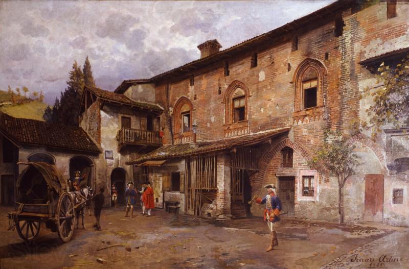 Arturo Ferrari Fifteenth-Century Courtyard in Castiglione Olona France oil painting art
